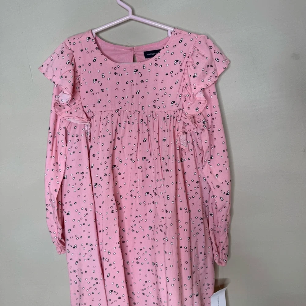 French Connection Pink Dotted Ruffle Dress size s=4/5 - Picture 2 of 6